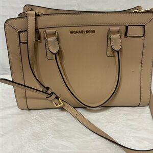 Michael Kors Dillon Saffiano leather satchel in a tan or blush pink color
